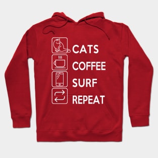 Cats Coffee Surf Repeat Hoodie